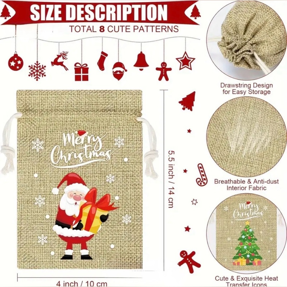 (20pcs) Burlap Gift Bags + Thank You Cards NWT - Picture 3 of 12
